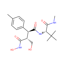 CNC(=O)[C@@H](NC(=O)[C@H](c1ccc(C)cc1)[C@H](CO)C(=O)NO)C(C)(C)C ZINC000013473800