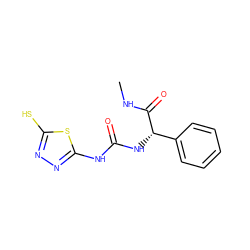 CNC(=O)[C@@H](NC(=O)Nc1nnc(S)s1)c1ccccc1 ZINC000013796941
