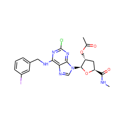 CNC(=O)[C@@H]1C[C@@H](OC(C)=O)[C@H](n2cnc3c(NCc4cccc(I)c4)nc(Cl)nc32)O1 ZINC000012405878