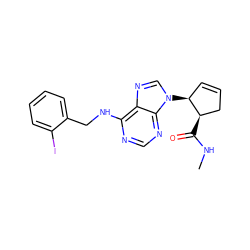 CNC(=O)[C@@H]1CC=C[C@@H]1n1cnc2c(NCc3ccccc3I)ncnc21 ZINC000029132309