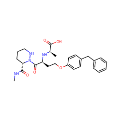 CNC(=O)[C@@H]1CCCNN1C(=O)[C@H](CCOc1ccc(Cc2ccccc2)cc1)N[C@H](C)C(=O)O ZINC000029470198