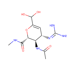 CNC(=O)[C@@H]1OC(C(O)O)=C[C@H](N=C(N)N)[C@H]1NC(C)=O ZINC000013802898