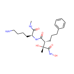 CNC(=O)[C@H](CCCCN)NC(=O)[C@H](CCCc1ccccc1)[C@@](C)(O)C(=O)NO ZINC000027904014