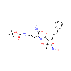 CNC(=O)[C@H](CCCNC(=O)OC(C)(C)C)NC(=O)[C@H](CCCc1ccccc1)[C@@](C)(O)C(=O)NO ZINC000027894513