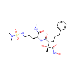 CNC(=O)[C@H](CCCNS(=O)(=O)N(C)C)NC(=O)[C@H](CCCc1ccccc1)[C@@](C)(O)C(=O)NO ZINC000027896117