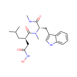 CNC(=O)[C@H](Cc1c[nH]c2ccccc12)N(C)C(=O)[C@@H](CC(=O)NO)CC(C)C ZINC000013776868