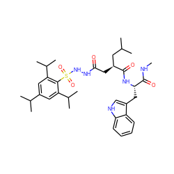 CNC(=O)[C@H](Cc1c[nH]c2ccccc12)NC(=O)[C@@H](CC(=O)NNS(=O)(=O)c1c(C(C)C)cc(C(C)C)cc1C(C)C)CC(C)C ZINC000049889002