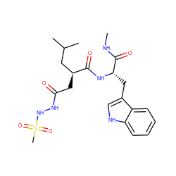 CNC(=O)[C@H](Cc1c[nH]c2ccccc12)NC(=O)[C@@H](CC(=O)NNS(C)(=O)=O)CC(C)C ZINC000040403128