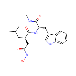 CNC(=O)[C@H](Cc1c[nH]c2ccccc12)NC(=O)[C@@H](CC(=O)NO)CC(C)C ZINC000003780014