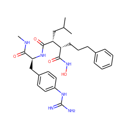 CNC(=O)[C@H](Cc1ccc(NC(=N)N)cc1)NC(=O)[C@H](CC(C)C)[C@H](CCCc1ccccc1)C(=O)NO ZINC000003944028