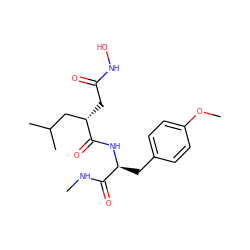CNC(=O)[C@H](Cc1ccc(OC)cc1)NC(=O)[C@@H](CC(=O)NO)CC(C)C ZINC000003873592
