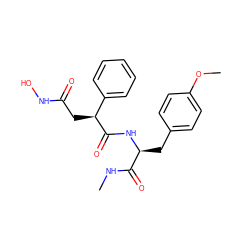 CNC(=O)[C@H](Cc1ccc(OC)cc1)NC(=O)[C@@H](CC(=O)NO)c1ccccc1 ZINC000029467571