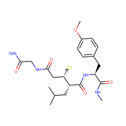 CNC(=O)[C@H](Cc1ccc(OC)cc1)NC(=O)[C@H](CC(C)C)[C@@H](S)CC(=O)NCC(N)=O ZINC000013731968