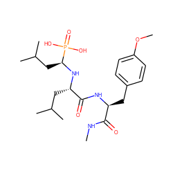 CNC(=O)[C@H](Cc1ccc(OC)cc1)NC(=O)[C@H](CC(C)C)N[C@@H](CC(C)C)P(=O)(O)O ZINC000013733507