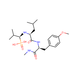 CNC(=O)[C@H](Cc1ccc(OC)cc1)NC(=O)[C@H](CC(C)C)N[C@H](C(C)C)P(=O)(O)O ZINC000003794408