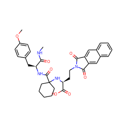 CNC(=O)[C@H](Cc1ccc(OC)cc1)NC(=O)C1(N[C@@H](CCN2C(=O)c3cc4ccccc4cc3C2=O)C(=O)O)CCCCC1 ZINC000029417454