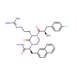 CNC(=O)[C@H](Cc1ccc2ccccc2c1)N1CCN(C(=O)[C@H](N)Cc2ccc(F)cc2)[C@@H](CCCN=C(N)N)C1=O ZINC000036285527