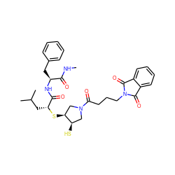 CNC(=O)[C@H](Cc1ccccc1)NC(=O)[C@@H](CC(C)C)S[C@H]1CN(C(=O)CCCN2C(=O)c3ccccc3C2=O)C[C@H]1S ZINC000096270016