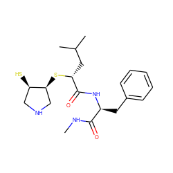 CNC(=O)[C@H](Cc1ccccc1)NC(=O)[C@@H](CC(C)C)S[C@H]1CNC[C@H]1S ZINC000096270019