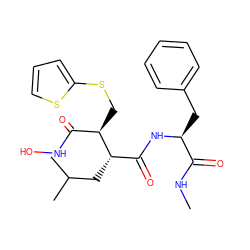 CNC(=O)[C@H](Cc1ccccc1)NC(=O)[C@H](CC(C)C)[C@H](CSc1cccs1)C(=O)NO ZINC000003789788