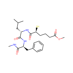 CNC(=O)[C@H](Cc1ccccc1)NC(=O)[C@H](CC(C)C)NC(=O)[C@@H](S)CCCC(=O)OC ZINC000026662100