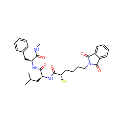 CNC(=O)[C@H](Cc1ccccc1)NC(=O)[C@H](CC(C)C)NC(=O)[C@@H](S)CCCCN1C(=O)c2ccccc2C1=O ZINC000026661202