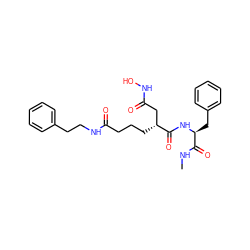 CNC(=O)[C@H](Cc1ccccc1)NC(=O)[C@H](CCCC(=O)NCCc1ccccc1)CC(=O)NO ZINC000013741987