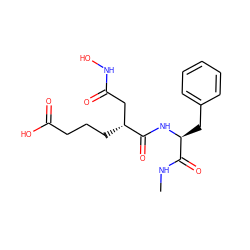 CNC(=O)[C@H](Cc1ccccc1)NC(=O)[C@H](CCCC(=O)O)CC(=O)NO ZINC000013741985