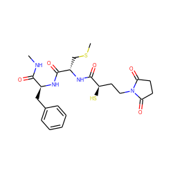 CNC(=O)[C@H](Cc1ccccc1)NC(=O)[C@H](CSC)NC(=O)[C@H](S)CCN1C(=O)CCC1=O ZINC000026662028