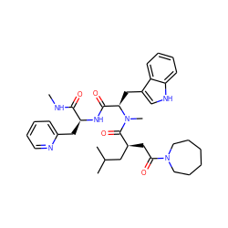 CNC(=O)[C@H](Cc1ccccn1)NC(=O)[C@@H](Cc1c[nH]c2ccccc12)N(C)C(=O)[C@@H](CC(=O)N1CCCCCC1)CC(C)C ZINC000029316559