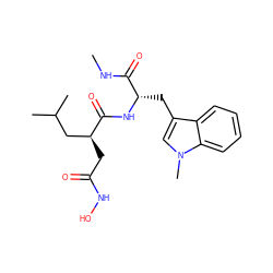 CNC(=O)[C@H](Cc1cn(C)c2ccccc12)NC(=O)[C@@H](CC(=O)NO)CC(C)C ZINC000013776870