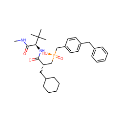 CNC(=O)[C@H](NC(=O)[C@@H](CC1CCCCC1)C[P@](=O)(O)Cc1ccc(Cc2ccccc2)cc1)C(C)(C)C ZINC000028761467