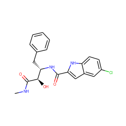 CNC(=O)[C@H](O)[C@H](Cc1ccccc1)NC(=O)c1cc2cc(Cl)ccc2[nH]1 ZINC000013780532