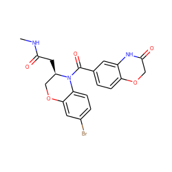 CNC(=O)C[C@@H]1COc2cc(Br)ccc2N1C(=O)c1ccc2c(c1)NC(=O)CO2 ZINC001772623113