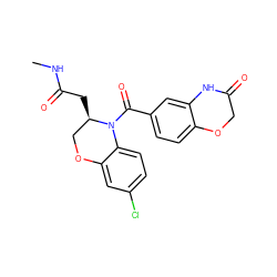 CNC(=O)C[C@@H]1COc2cc(Cl)ccc2N1C(=O)c1ccc2c(c1)NC(=O)CO2 ZINC001772652993