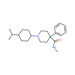 CNC(=O)C1(c2ccccc2)CCN(C2CCC(C(C)C)CC2)CC1 ZINC000014977317