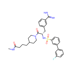 CNC(=O)CCCC1CCN(C(=O)[C@H](Cc2cccc(C(=N)N)c2)NS(=O)(=O)c2cccc(-c3cccc(F)c3)c2)CC1 ZINC000169323391