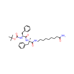 CNC(=O)CCCCCCCCNC(=O)[C@@](C)(Cc1ccccc1)NC(=O)[C@H](Cc1ccccc1)NC(=O)OC(C)(C)C ZINC000029408310