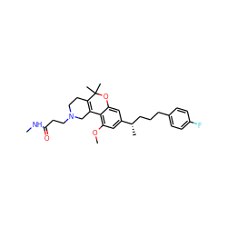 CNC(=O)CCN1CCC2=C(C1)c1c(OC)cc([C@@H](C)CCCc3ccc(F)cc3)cc1OC2(C)C ZINC000013455683