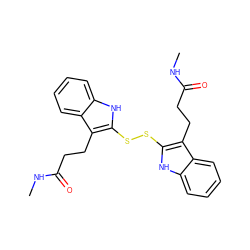 CNC(=O)CCc1c(SSc2[nH]c3ccccc3c2CCC(=O)NC)[nH]c2ccccc12 ZINC000013734669