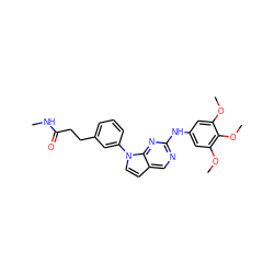 CNC(=O)CCc1cccc(-n2ccc3cnc(Nc4cc(OC)c(OC)c(OC)c4)nc32)c1 ZINC000036348707