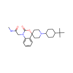 CNC(=O)CN1C(=O)OC2(CCN(C3CCC(C(C)(C)C)CC3)CC2)c2ccccc21 ZINC000049032402