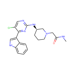 CNC(=O)CN1CCC[C@@H](Nc2ncc(Cl)c(-c3c[nH]c4ccccc34)n2)C1 ZINC000028896508