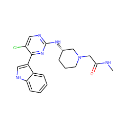 CNC(=O)CN1CCC[C@H](Nc2ncc(Cl)c(-c3c[nH]c4ccccc34)n2)C1 ZINC000028896496