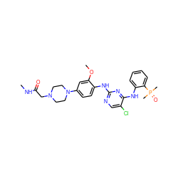 CNC(=O)CN1CCN(c2ccc(Nc3ncc(Cl)c(Nc4ccccc4P(C)(C)=O)n3)c(OC)c2)CC1 ZINC000149274030