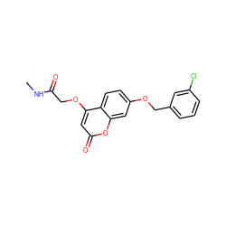 CNC(=O)COc1cc(=O)oc2cc(OCc3cccc(Cl)c3)ccc12 ZINC000103243527