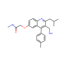 CNC(=O)COc1ccc2nc(CC(C)C)c(CN)c(-c3ccc(C)cc3)c2c1 ZINC000072104593