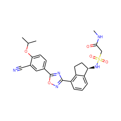 CNC(=O)CS(=O)(=O)N[C@@H]1CCc2c(-c3noc(-c4ccc(OC(C)C)c(C#N)c4)n3)cccc21 ZINC000202711002