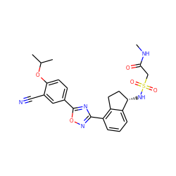 CNC(=O)CS(=O)(=O)N[C@H]1CCc2c(-c3noc(-c4ccc(OC(C)C)c(C#N)c4)n3)cccc21 ZINC000202711023