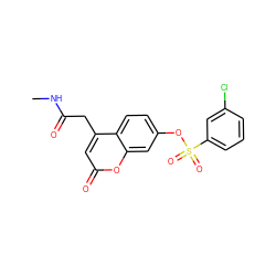 CNC(=O)Cc1cc(=O)oc2cc(OS(=O)(=O)c3cccc(Cl)c3)ccc12 ZINC000095584692